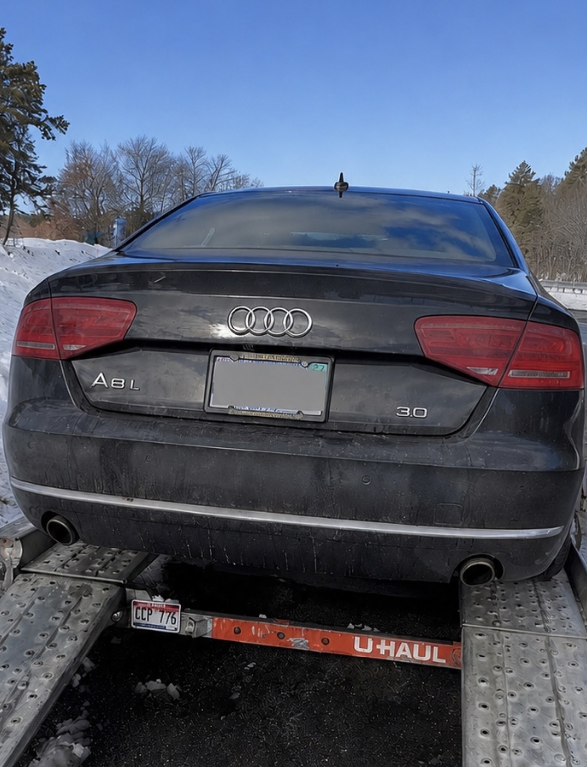 Dirty black Audi before exterior detailing