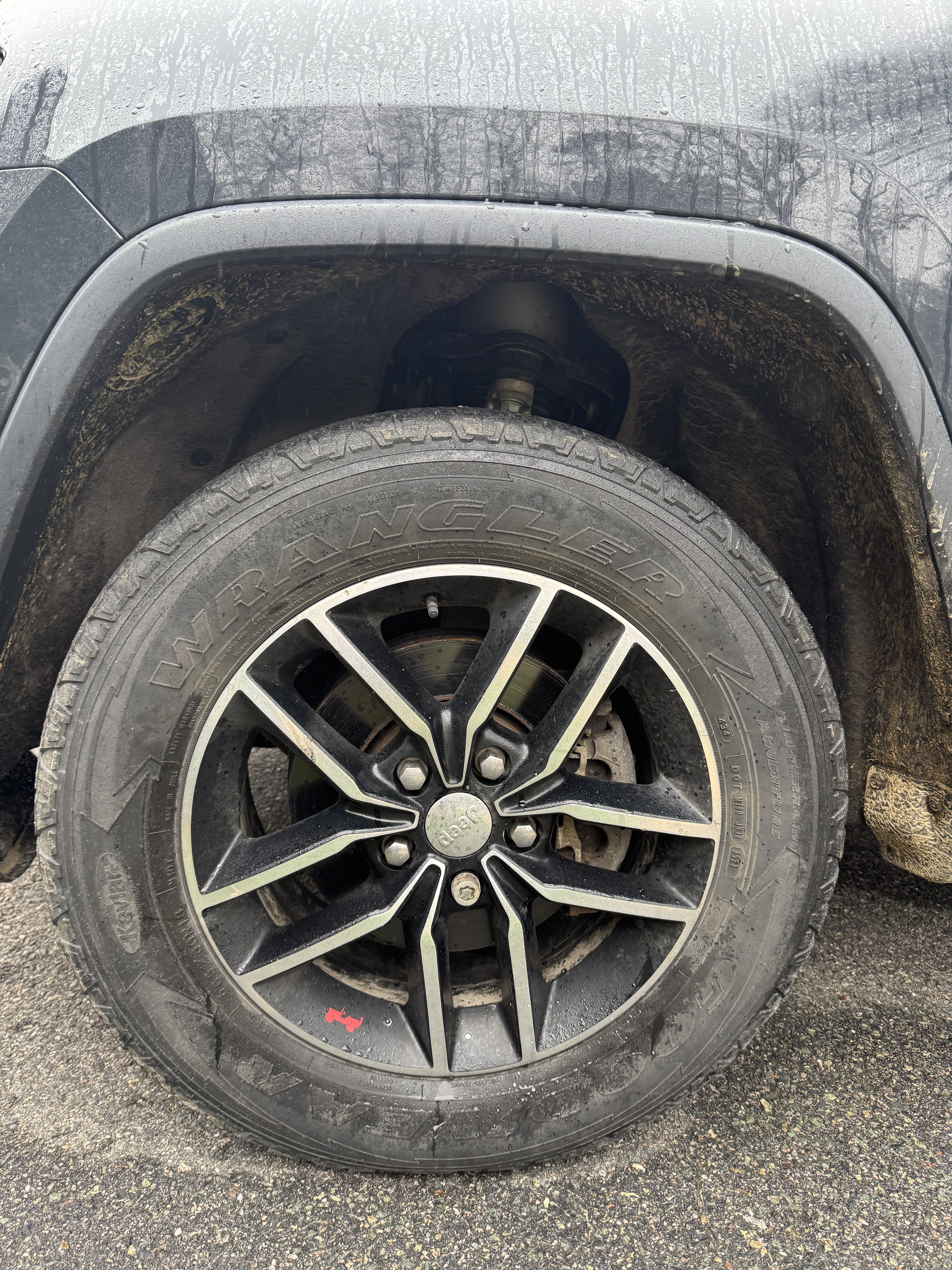 Dirty tire and wheel before detailing